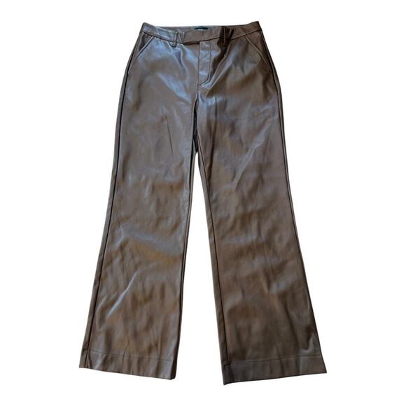 Steve Madden Women's Large Wide Leg Pant Brown Casual Mid-Rise Faux Leather NWOT - Picture 1 of 7